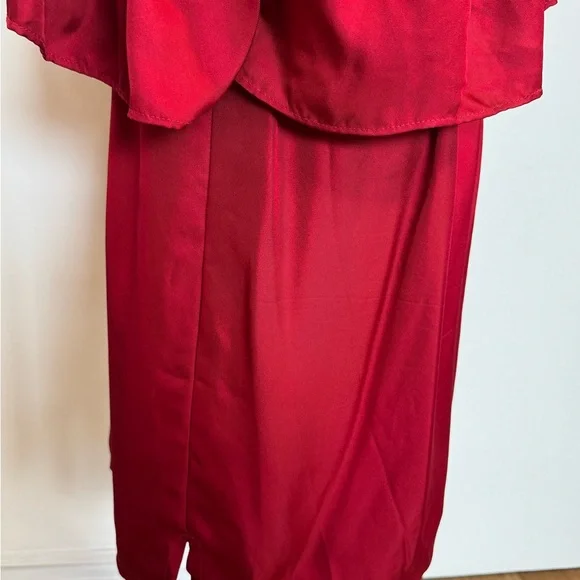 SILK One-Shoulder Red Ruffle Dress - Picture 14 of 14